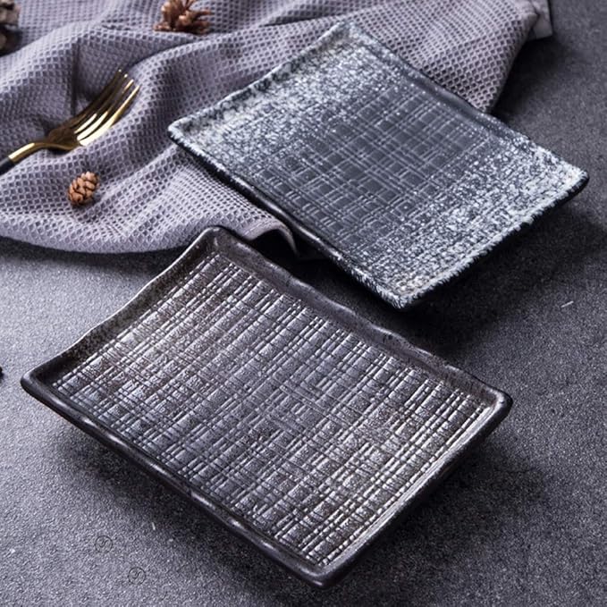 Ceramic cutlery salad bowl Ceramic Appetizer Plate Rectangular Snack Plate Sushi Plate Flat Plate Cake Plate Cold Dish Plate Snack Plate Set Plate small bowl (Color : B)
