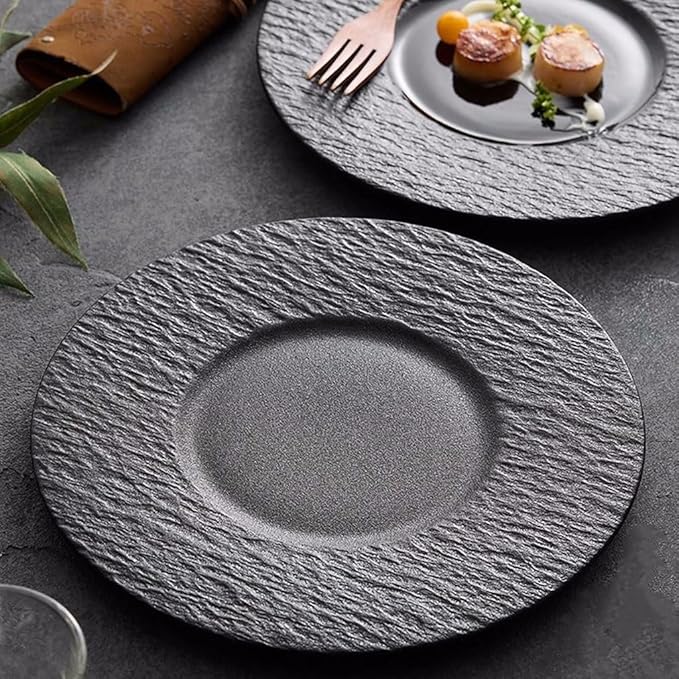 SONGCHAO Party Supplies Western Food Plates, Household Simple Nordic Steak Dinner Plates, Light Luxury Flat Plates, Shallow Plates, Ceramic Tableware Party Plates (Color : A)