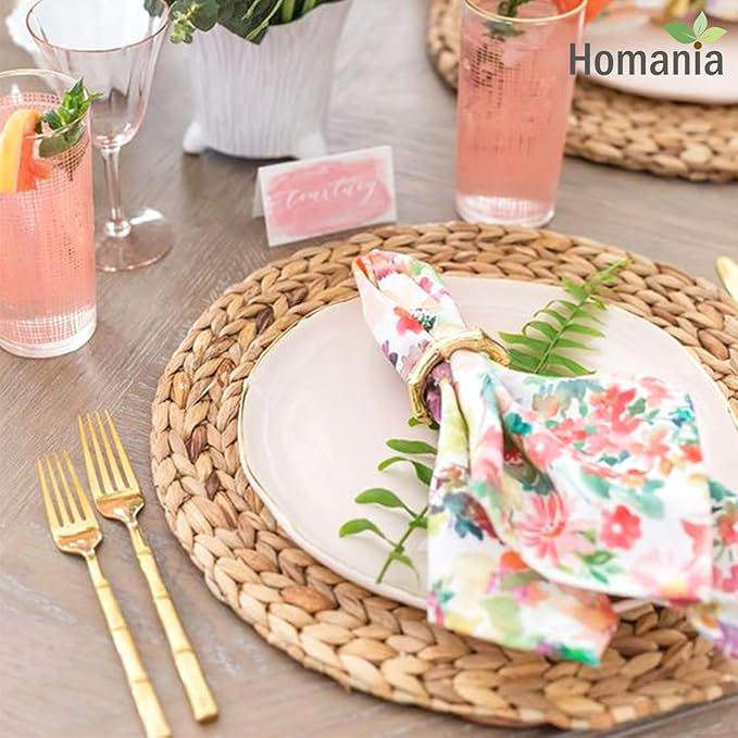 Table Mats Set Of 8, Heat Resistant Farmhouse Placemats Set Of 8, Boho Place Mats, Place Mats For Dining Tables, Wicker Chargers For Dinner Plates, Woven Placemats, Round Placemat 13.4 In
