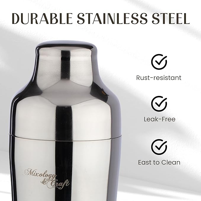 Mixology & Craft Cocktail Shaker Set: 10-Piece Bartender Kit with Stand | Complete Cocktail Kit Gift Set | Top Bartender Gifts for Men & Women | Leak-Proof Design (Silver)