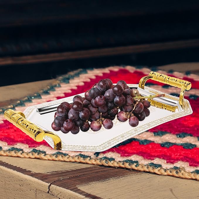 VOSAREA Elegant Carved Fruit Serving Tray Snack Dish Dessert Plate Food Tray for Desktop Wedding Fruit