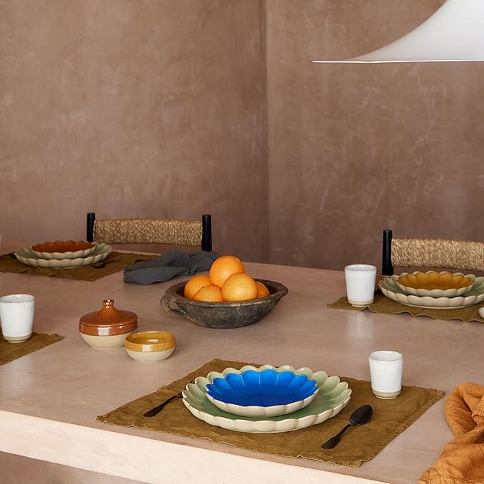 Costa Nova Ceramic Stoneware 7" Appetizer Plate - Marrakesh Collection, Ciel| Microwave & Dishwasher Safe Dinnerware | Food Safe Glazing | Restaurant Quality Dinnerware