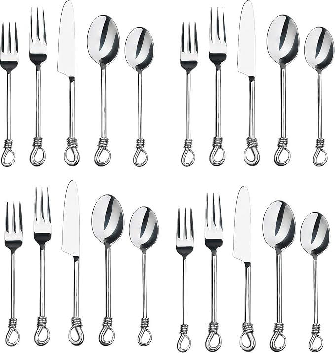 Silverware Twist Collection Polished Stainless Steel Flatware Set (Set of 4)