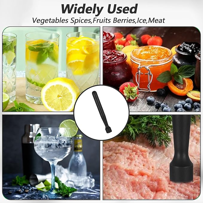 8 Pieces Plastic Muddler for Cocktails Durable Cocktail Muddler Set 8.14 Inch Bar Tools for lemonade, Mojito, Mint, and Fruits, Dishwasher Safe