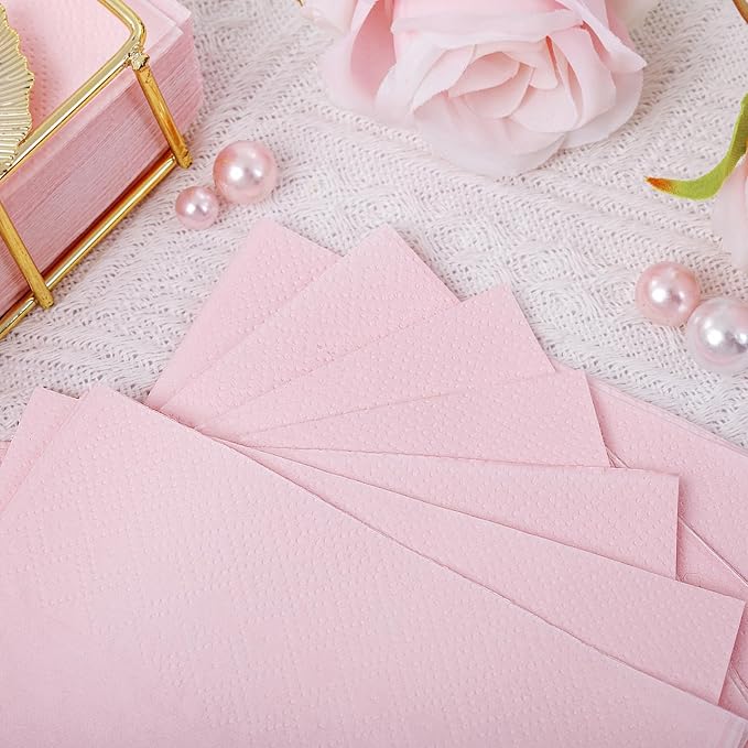 FLOWERCAT 100-Count 2-Ply Pink Cocktail Napkins - Beverage Napkins Disposable Premium Quality - 5" x 5" Pink Paper Napkins for Birthday Party & Valentine's Day,Bar,Weddings