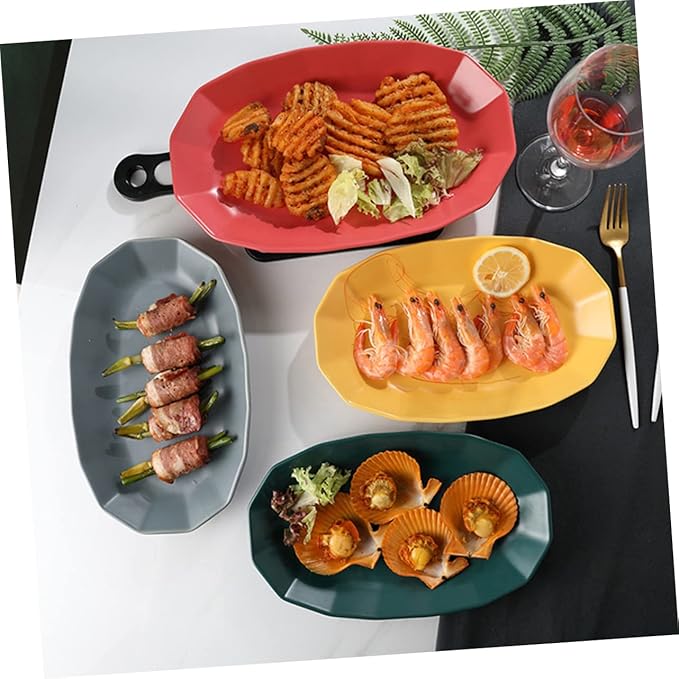 Mobestech Ceramic Fish Serving Plate 12-inch Ceramic Fruit Dish Vibrant Yellow Food Platter for Home Dining for Desserts and Appetizers