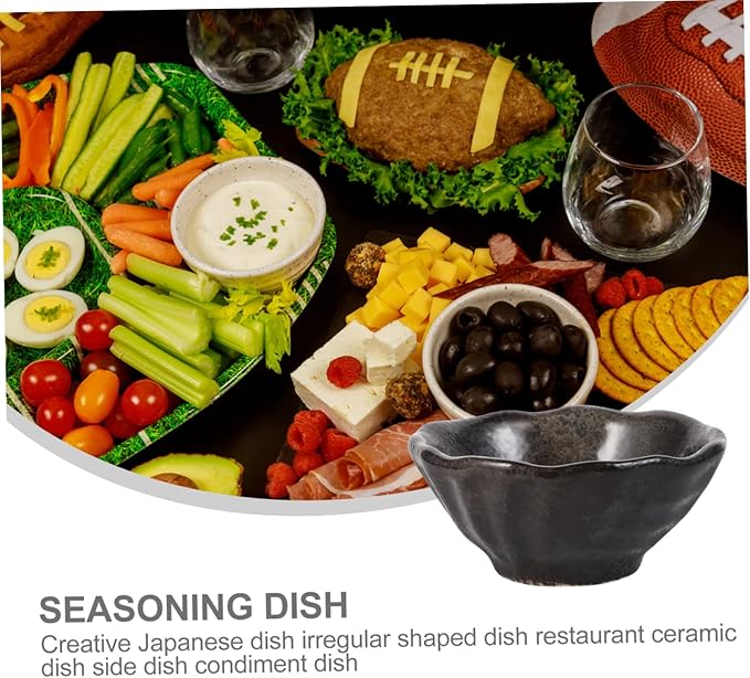 1Pc Creative Japanese Style Irregular Ceramic Sauce Dish Unique Condiment Plate for Dipping Sauces Seasoning and Appetizers Elegant Design for Home and Restaurant Use