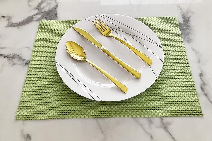 YIFONTIN 40-Piece Silverware Premium Stainless Steel Flatware Polished Cutlery Dinning Utensils Gift Dishwasher Safe for Home Housewarming School Canteen Restaurant Hotel Camping Picnic Travel, Gold.