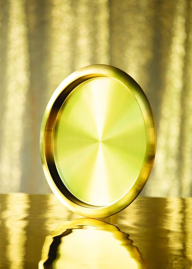 Service Ideas TR1412RIVG Tray with Removable Insert, 12" Round, Stainless Steel, Vintage Gold