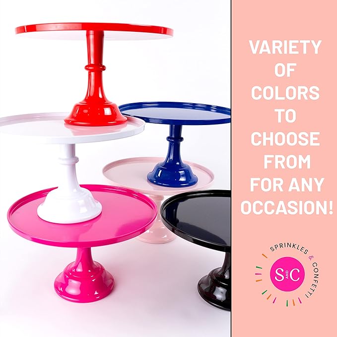 Sprinkles & Confetti 11" Red Cake Stand – Premium Melamine Dessert Display for Weddings, Valentine’s Day, Christmas & Holiday Parties | Elegant Reusable Serving Tray for Cakes & Treats
