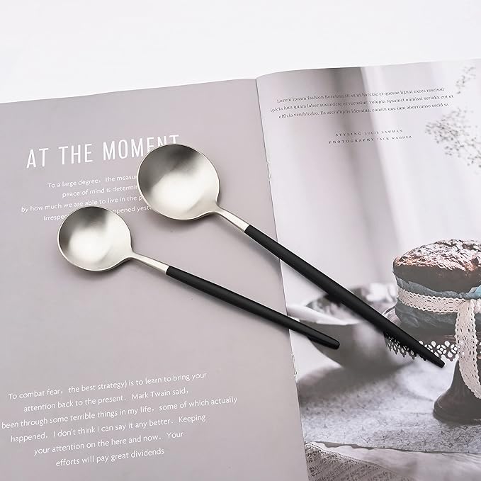 Flatware Set 18/10 Stainless Steel Matte Silver - Kitchen Utensil Serving Set of Dinner Fork Knife Spoons Salad Fork Dessert Spoon, Set of 1, for Home Kitchen Restaurant Hotel