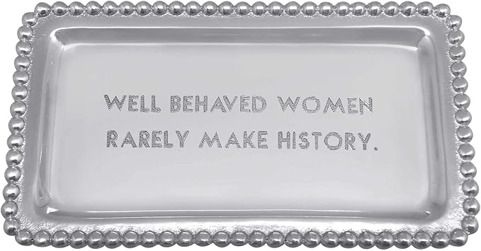 MARIPOSA Well Behaved Women Rarely Make History Beaded Statement Tray, Silver
