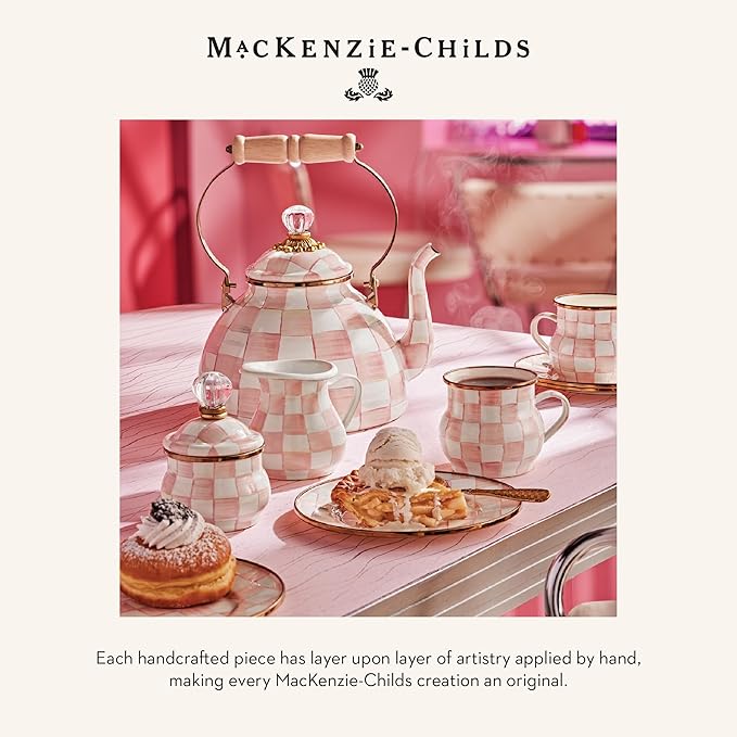 MACKENZIE-CHILDS Wine Cooler, Champagne and Wine Bucket, Ice Bucket, Pink-and-White Rosy Check