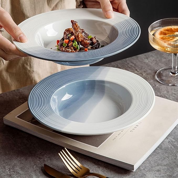 Dinner Plates Simple Ceramic Straw Hat Plate French Pasta Plate Soup Plate Deep Dish Salad Plate Commercial Plates Kitchen Dinnerware, Dingzhebo2022