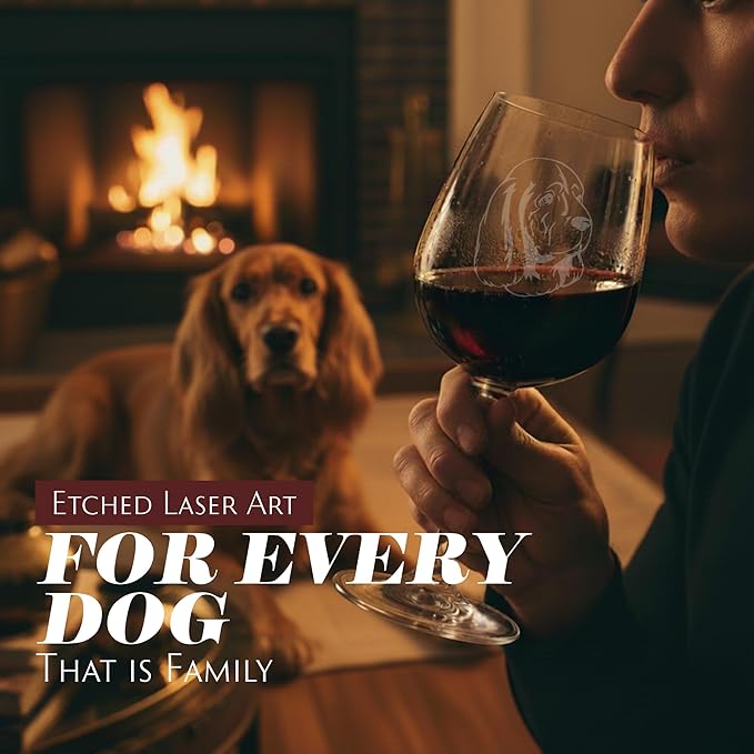 Etched Laser Art Personalized Dog Themed Etched Wine Glass - Custom Dog Breed Wine Glasses, Ideal for Pet Lovers, Unique Birthday Gift for Men & Women, Personalized Gift - Sussex Spaniel, 12.75 oz