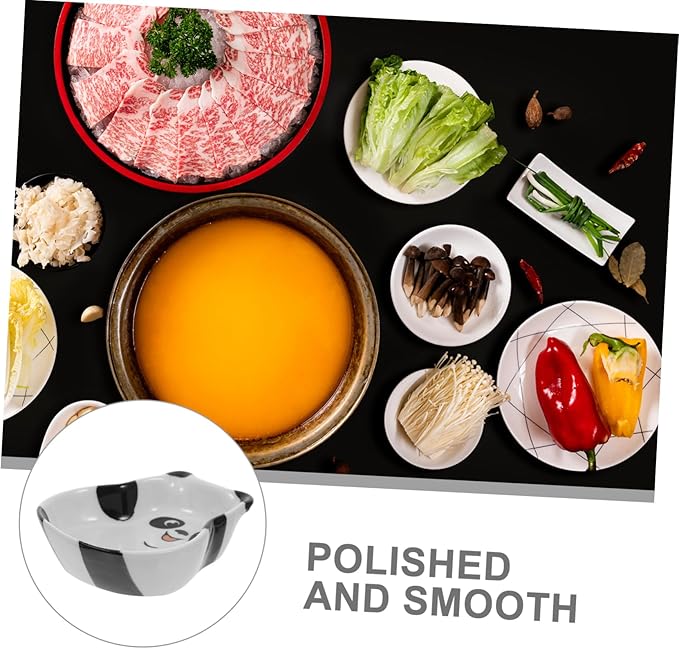 2pcs Ceramic Panda Plates Dipping Sauce Dishes for Sushi Soy Sauce Appetizers Bowl Plates for Kitchen