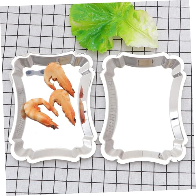 2pcs Stainless Steel Dessert Plates Cake Trays for Party Divided Serving Trays Food Safe Polished Design for Wedding