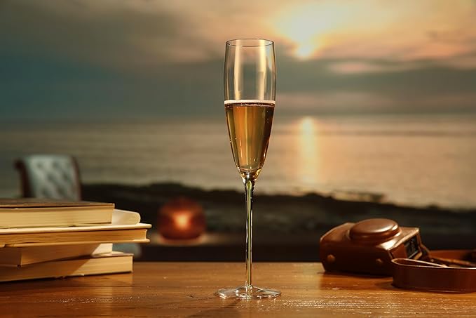 Champagne Flutes Set of 4, 8 oz, Hand Blown Lead-Free Premium Crystal Champagne Glasses, mint green Thread with Stem,Thin Rim, -Daily Use,Unique Wedding Anniversary or Birthday Gift,Party
