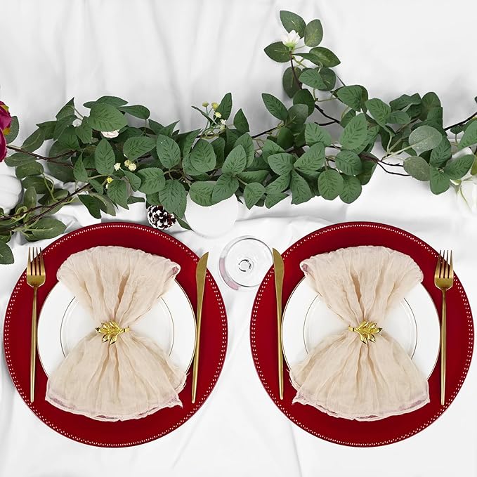 50 Pcs Red Charger Plates Round Charger Plates13 Inch Bulk Wedding Dinner Elegant Reusable Plastic Chargers Plates Wedding Holiday Party Baby Shower Event Christmas Decoration (Red)