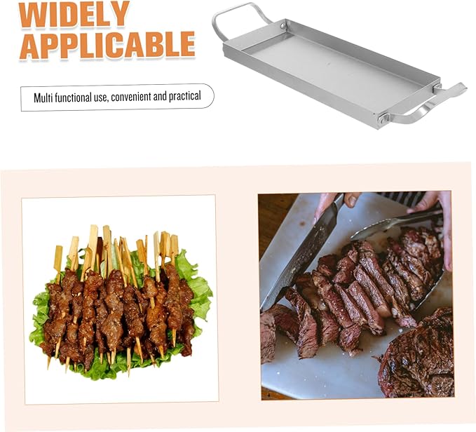 Ciieeo Rectangular Stainless Steel Bbq Serving Platter Dual Handles Versatile Food Serving Tray for Snacks Sushi Desserts and Hot Pot