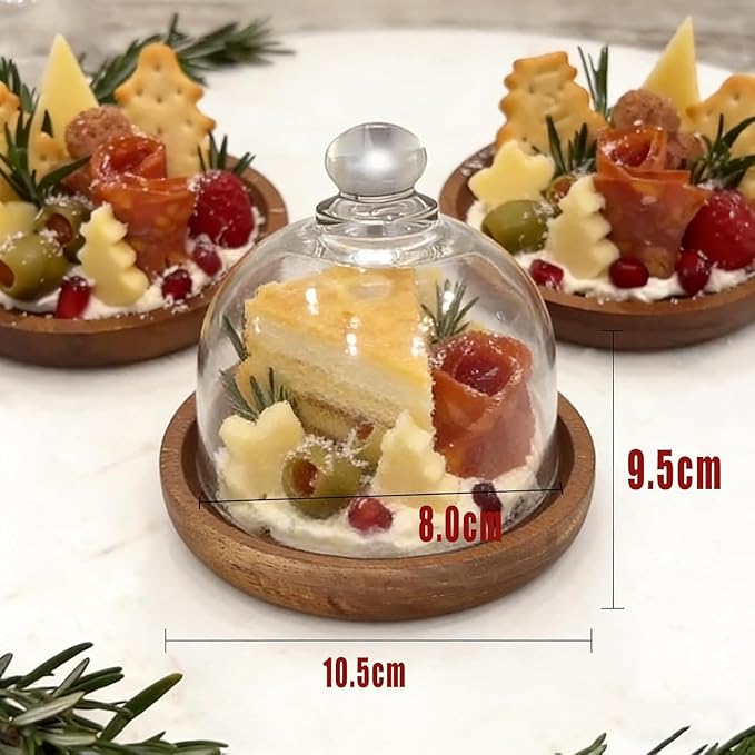 Charcuterie Snow Globes - 5 Pack Mini Cake Stand with Glass Dome Lid for Party Favors, Mini Charcuterie Snow Globes for Individual Desserts, Cupcakes & Pastries, Elegant Holiday Table Display (5PCS)