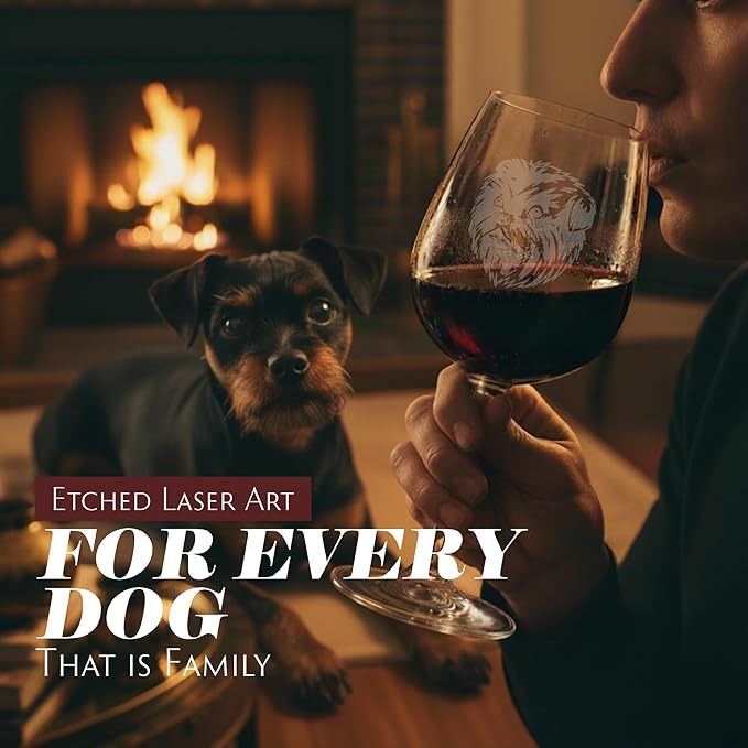Etched Laser Art Affenpinscher Personalized Dog Themed Etched 12.75oz Wine Glass Custom Dog Breed Wine Glasses, Ideal for Pet Lovers, Unique Birthday Gift for Men & Women, Personalized Gift