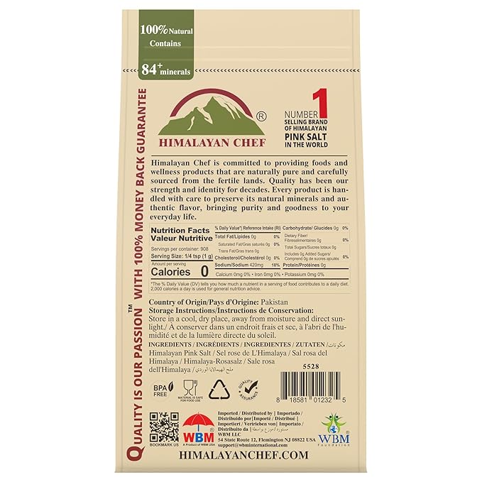 Himalayan Chef Pink Himalayan Salt Coarse Grain, 2 lbs Bag - Pure, Natural, Kosher, Mineral-Rich, Ideal for Grinder Refills, Cooking, Seasoning