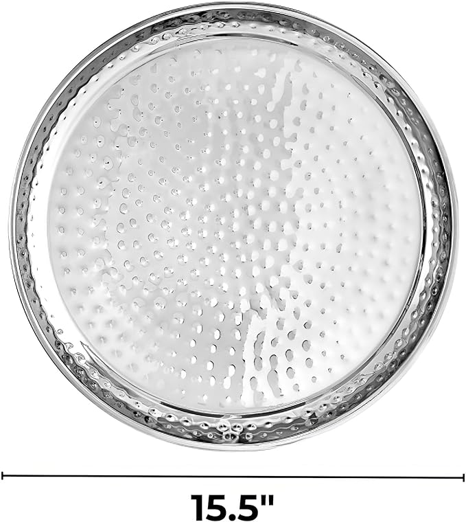 Amscan Stainless Steel Hammered Tray-(1 Piece) -Ideal for Everyday Use and Any Occasion, 15.5", Silver