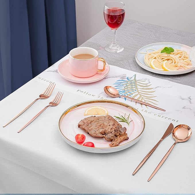 20 Piece Copper Silverware Set,Stainless Steel Flatware Cutlery Set Service for 4 Including Forks Spoons Knives,Kitchen Utensil Set,Tableware for Home and Restaurant, Dishwasher Safe