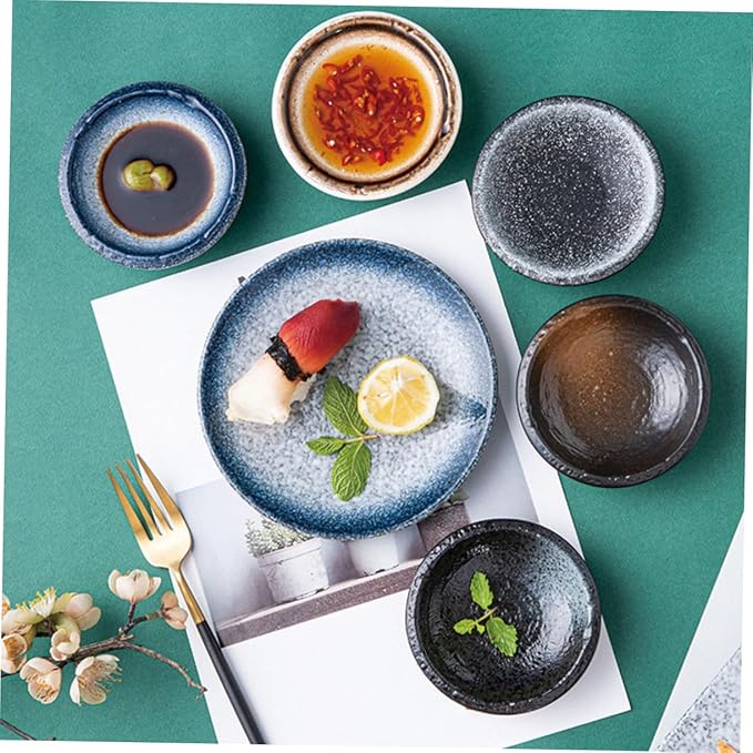 Ciieeo 5pcs Ceramic Seasoning Dishes for Dipping Sauces Appetizer Plates Food-grade Material for Condiments at Bbqs and Dinner Parties