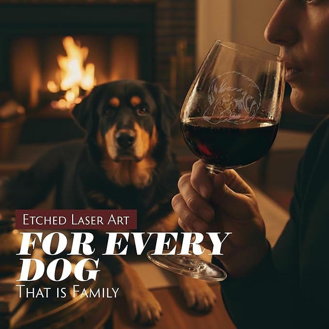 Etched Laser Art Bakharwal Personalized Dog Themed Etched 12.75oz Wine Glass Custom Dog Breed Wine Glasses, Ideal for Pet Lovers, Unique Birthday Gift for Men & Women, Personalized Gift