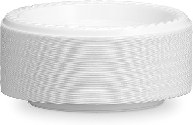Basix [400 Count Disposable 6 inch White Plastic Appetizer Plates, Microwavable, Great For Events, Home, Office, Wedding, Parties, or Everyday Use, 4 Packs