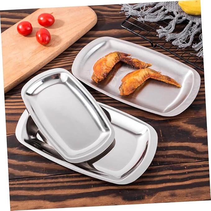 LIFKOME BBQ Plate Sushi Plate Stainless Steel Sushi Platter Serving Tray for Picnic Family Gathering