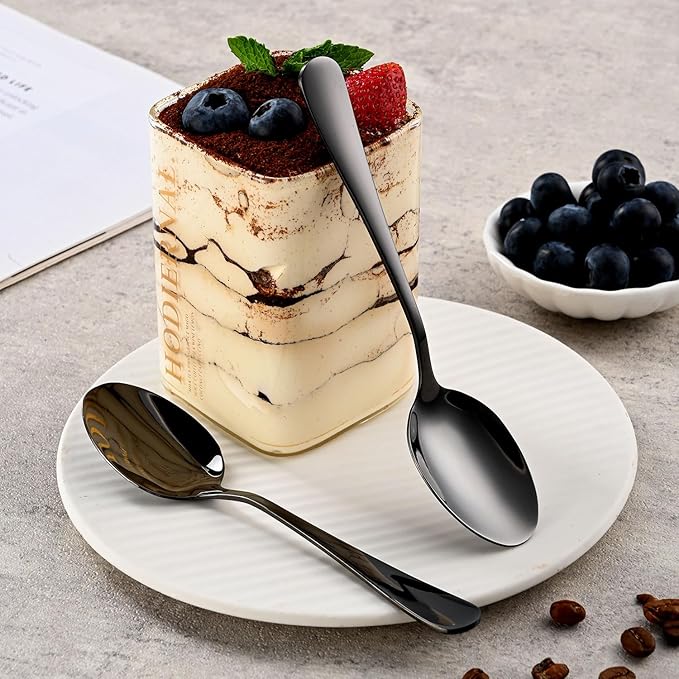 4.7 Inch Coffee & Tea Spoons,8-Piece Black Stainless Steel Espresso Spoon Set,Durable Small Teaspoon,Dishwasher Safe Mini Spoons For Dessert