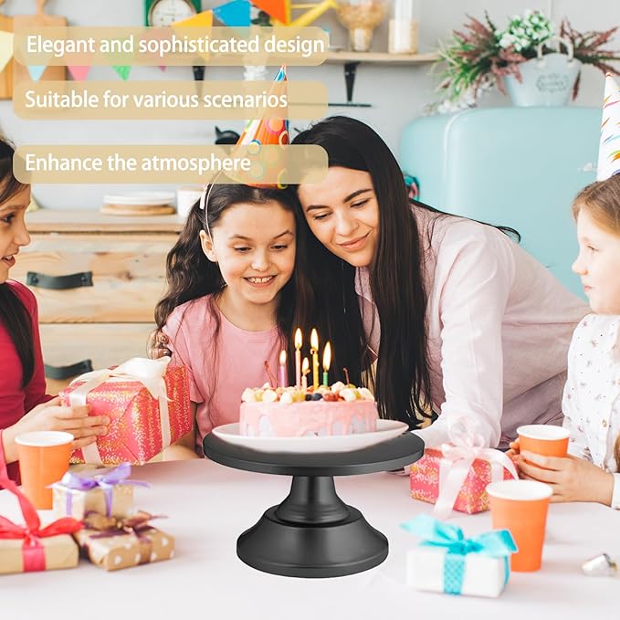 3 Set Black Cake Stand,Display Plate Dessert Cupcake Pastry Candy for Party,Elegant Round Cylinder Columns tables for Weddings Cake Stands,Birthday Party