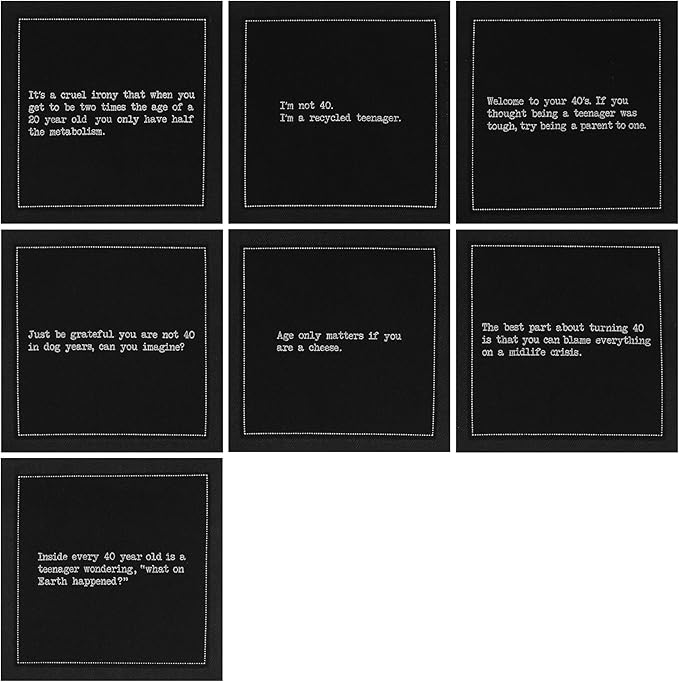 Five Star Funny 40th Birthday Quotes | Black Cotton Cocktail Napkins | 50 Luxury Disposable Beverage Napkins with Witty Bar Quotes | Drink Napkins for Parties, Bars, Weddings & Game Nights