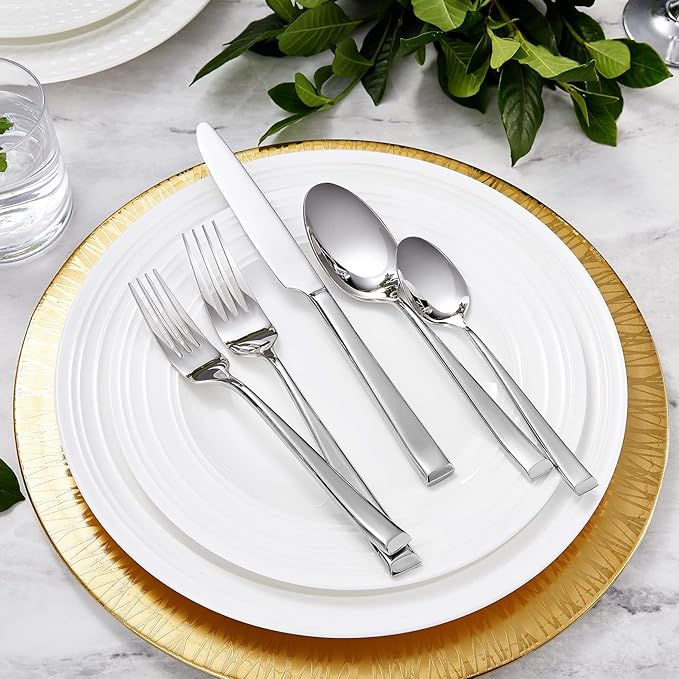 KEAWELL Premium Imperial 20-Piece Silverware Set, Service for 4 β Heavy Duty 18/10 Stainless Steel Flatware, Dishwasher Safe for Elegant Dining and Holiday Hosting (20, Silver)
