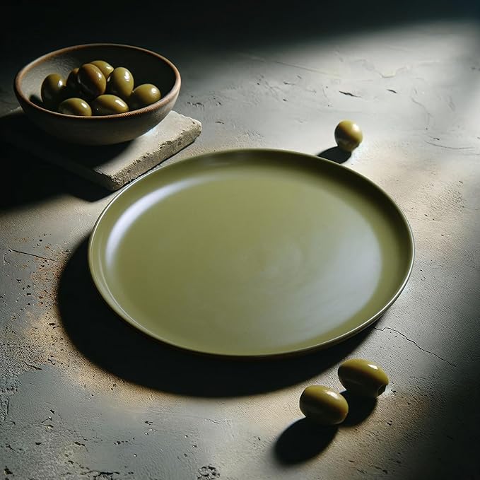 MÜLLERHEIM 903 Minimalist Collection 32-Piece Contemporary Ceramic Stoneware Dinnerware Sets for 8, Greek Olive Plates and Bowls sets, Dinner Plates Set, Salad Dish Set, Bowls, Cup