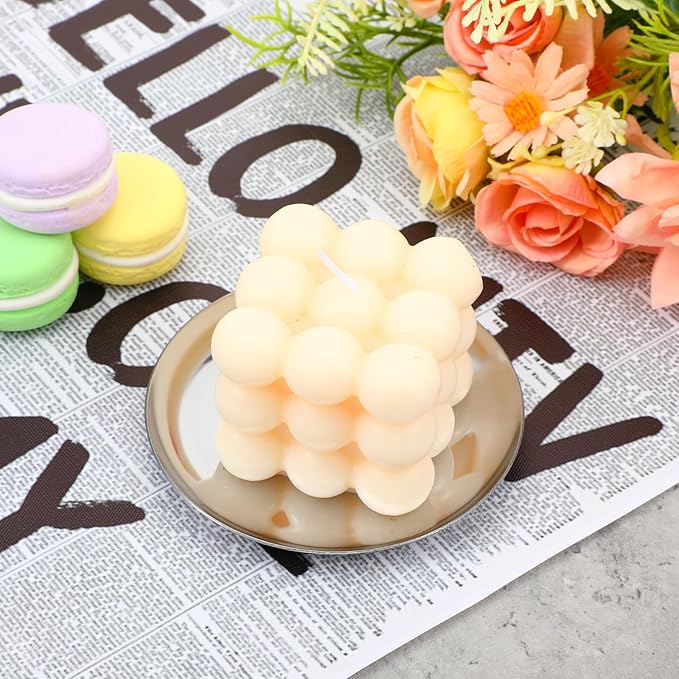2 Pcs Silver Tray, 4 Inch Stainless Steel Round Serving Tray Circle Jewelry Trays Decorative Coffee Table Trays Display Serving Platter Candle Plate for Bathroom, Candle, Perfume, Countertop