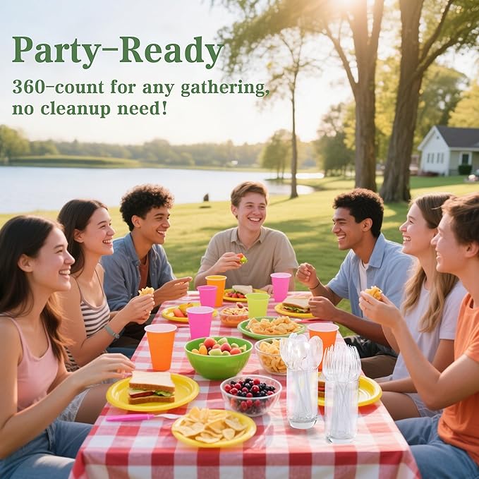 360 Count Plastic Spoons - 6.96 Inch Disposable Spoons, Heavy Duty Plastic Spoons, BPA-Free, Heat Resistant Disposable Silverware, Suitable for Party, Picnic, Events and Everyday Use