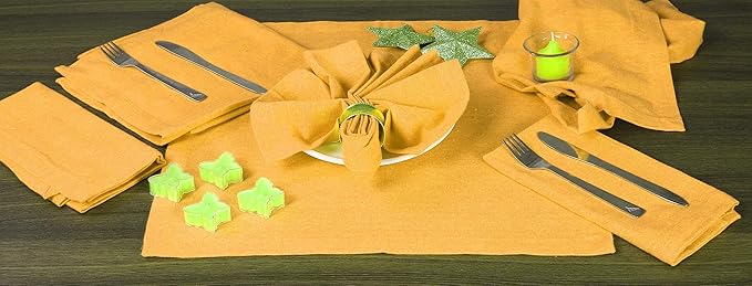 Ramanta Home Mustard Cotton Dinner Napkins Set of 12, 18x18 Inch 100% Cotton Cloth Napkins, Reusable Fabric Table Napkins for Everyday Dining, Parties, Weddings, Spring & Easter Table Décor Washable