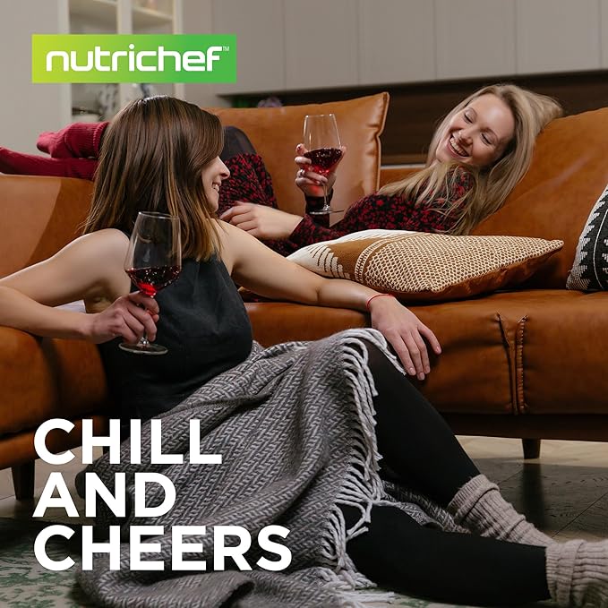 Nutrichef 24 Bottle Wine Fridge | Dual Zone Wine Chiller | Adjustable Temperature 41°F to 64°F | Ultra Quiet Operation | Wine Cooler For Home, & Office | Free Standing 39x11x23 IN (Black)