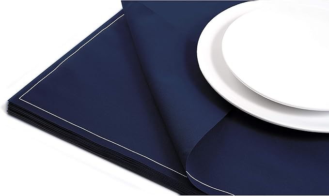 Five Star Napkins 100% Cotton Dinner Napkins, Dinner Napkin, Disposable Napkin, Everyday, Events, Receptions, Party Napkin, Catering, Weddings, Cotton Napkins, Bulk, 25 Pack, Midnight Blue