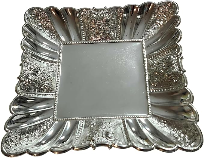 Serving Tray for Home Kitchen Dining (Silver Color)