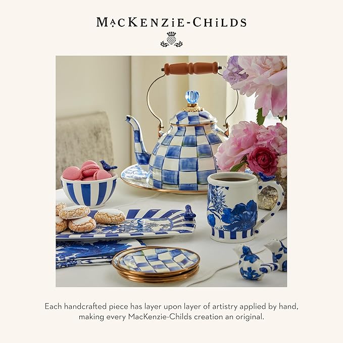MACKENZIE-CHILDS Wine Cooler, Champagne and Wine Bucket, Ice Bucket, Blue-and-White Royal Check