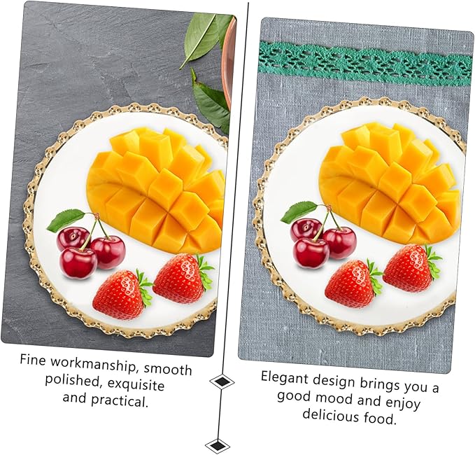 Cabilock Gold Rim Dinner Plate Round Platter for Breakfast Dessert Pasta Steak Pizza Salad Bread Fruits Sushi