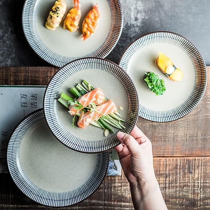 Kitchen Plates Ceramic Dinner Plate Home Personality Deep Plate Creative Round Dinner Plate for Home, Party, Restaurant 8 Inches Fruit Tray Restaurant Plates(7 inch)