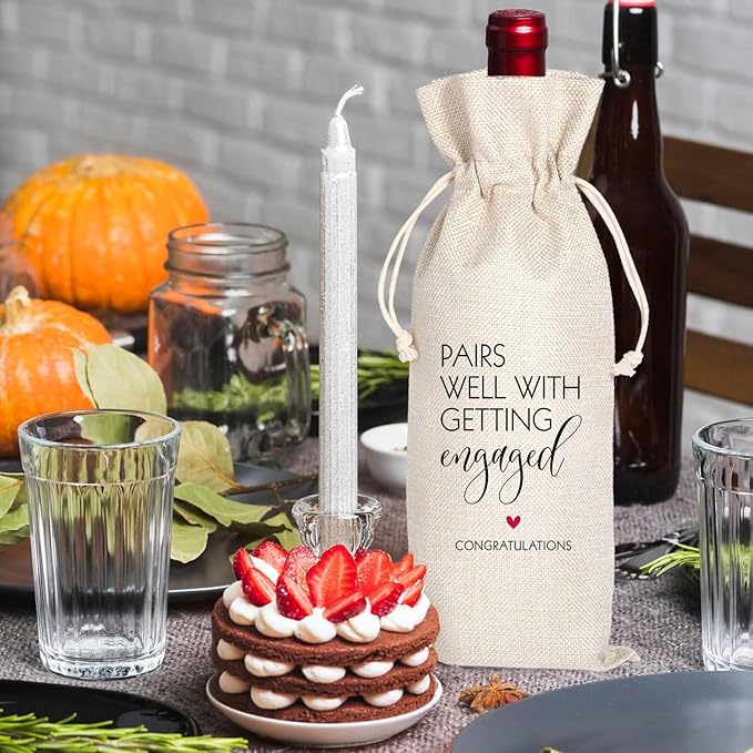 Engagement Wine Bag,Engagement Gifts for Couples,Personalized Engaged Wine Bag,Mr and Mrs Marriage Wedding Gifts,Pairs Well with Getting Engaged