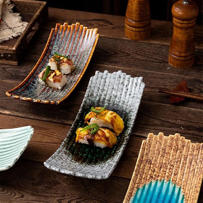 Sauce Dish Underglaze Creative Kiln Change Glaze Snack Plate Long Snack Fruit Plate Dip Plate Appetizer Plate Snack Plate(C)