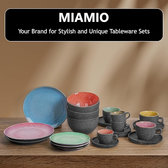 MIAMIO β Set of 6, Dinner Plates, Ceramic Plates, Kitchen plates, Plate Sets β Microwave Safe Plates, Oven and Dishwasher Safe β Las Palmitas Collection